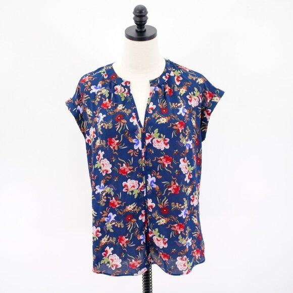 Philosophy Blue Red Green Medium Sheer Lightweight Blouse Top Sleeveless V-Neck - Picture 1 of 8